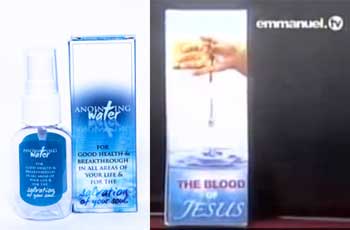 Anointed water packaging version 2.0 (left) and 3.0 (right)
